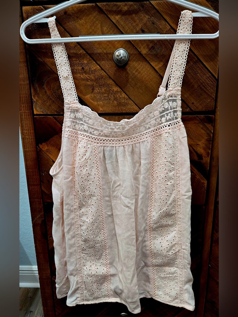 Lace-Trim Spaghetti Strap Tank Top - Cream Size 00